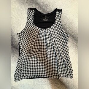 New York & Company Black White Plaid Colorblock Sleeveless Blouse Top Medium M‎